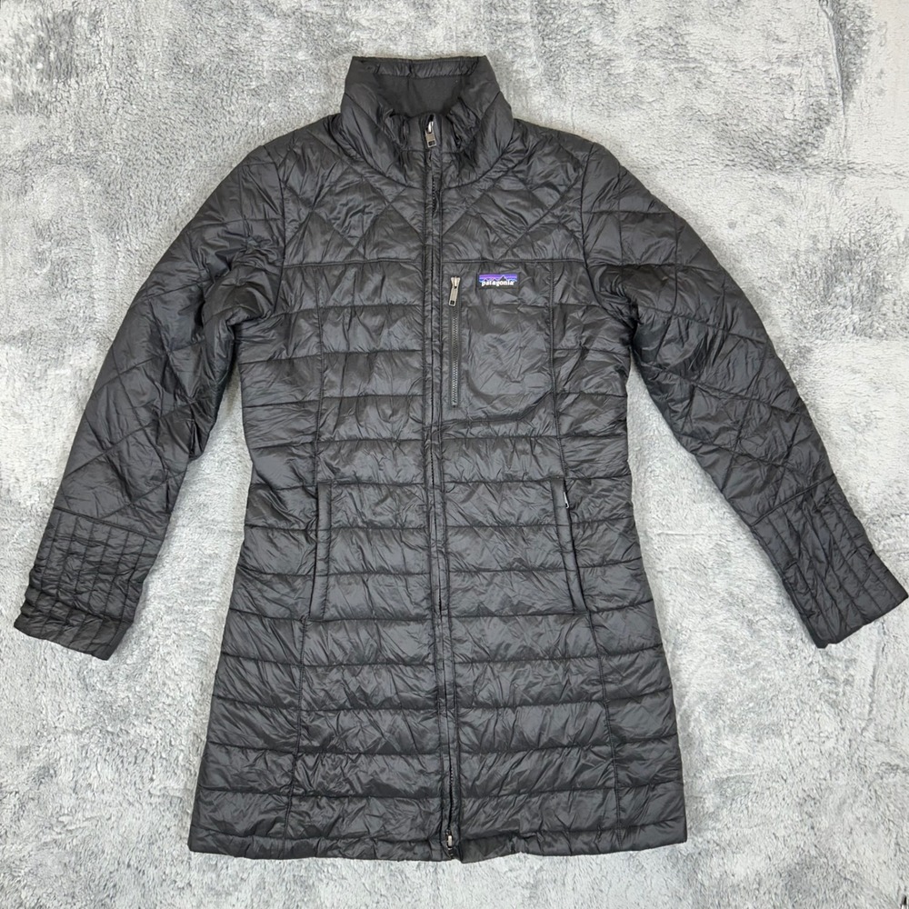 Patagonia Nano Puff Parka Womens Small Black Quilted Insulated Full Zip Jacket
